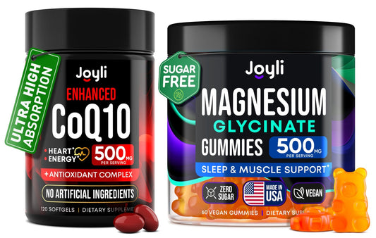 CoQ10 500mg + Magnesium Glycinate Gummies Bundle – High Absorption Coenzyme Q10 120 Softgels & 60 Sugar-Free Sleep Gummies – Heart, Energy & Mood Support – Enhanced Formula, USA Made - NutriGlobal