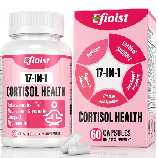 Cortisol Reducer, 17-in-1 Cortisol Supplement for Women, Hormone Harmony for Women with Ashwagandha, Rhodiola Rosea, Magnesium Glycinate, Omega-3, for Mood, Focus, Sleep Support, 60 Capsules - NutriGlobal