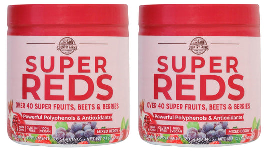 COUNTRY FARMS Super Reds, Energizing Polyphenol Superfood, Over 40 Super Fruits - NutriGlobal