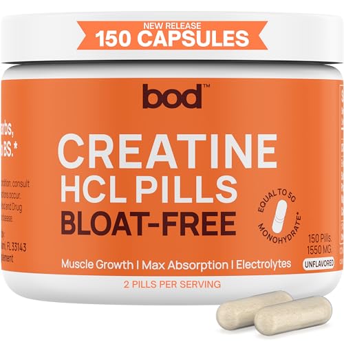Creatine HCL Pills - Muscle Growth, Endurance, No Bloat, No Load, Not Flavored - NutriGlobal