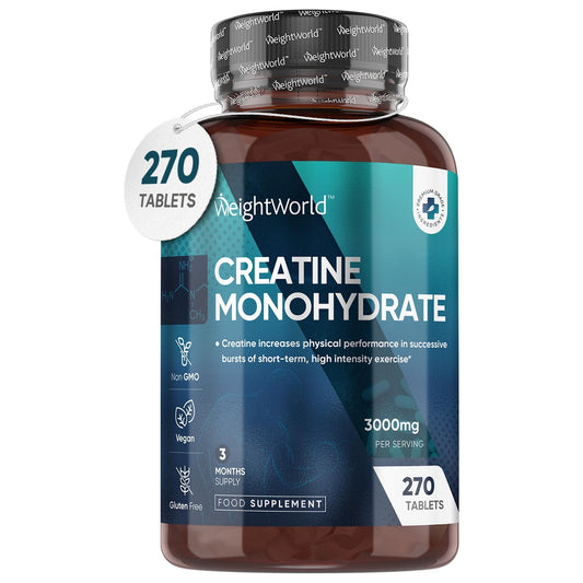 Creatine Monohydrate 3000mg - 270 Tablets - Gym Energy Supplement for Men & Women - NutriGlobal