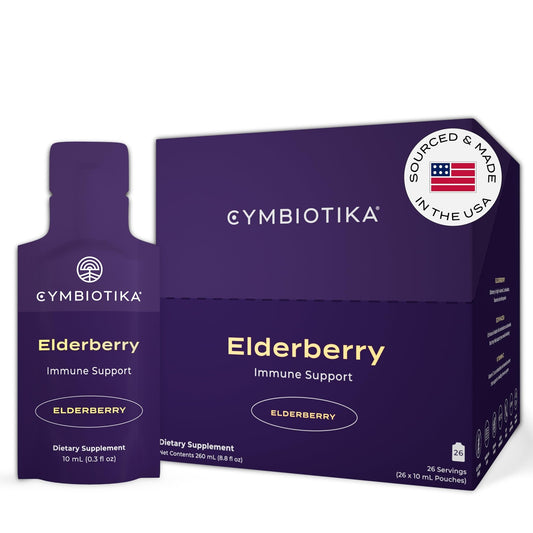 CYMBIOTIKA Adults Elderberry Boost Supplement – Organic Elderberry with Vitamin E for Immune Support – Gluten-Free, Vegan, Keto (Pack of 26) - NutriGlobal