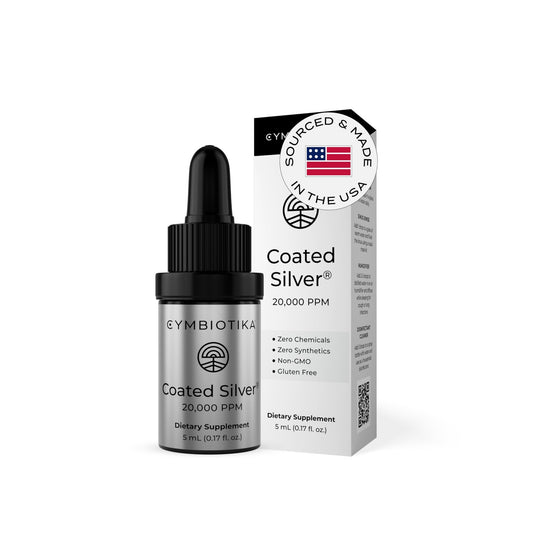 CYMBIOTIKA Colloidal Silver Liquid Supplement with Coated Silver, 20,000 PPM Mineral Concentrate, Immune Support Supplement for Adults, Easy to Use, 5 ml - NutriGlobal