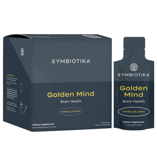 CYMBIOTIKA Golden Mind Nootropic - Boosts Focus, Memory, Alertness, Supports Nervous System with Bacopa, Green Tea, Lion’s Mane, L-Theanine, Rhodiola | 30 Pouches - NutriGlobal