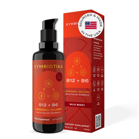 CYMBIOTIKA Liposomal Vitamin B12 Liquid Supplement, 1250 mcg, Supports Energy, Cell Production, Helps Strengthen Hair, Skin & Nails, Non-GMO, Gluten Free - NutriGlobal