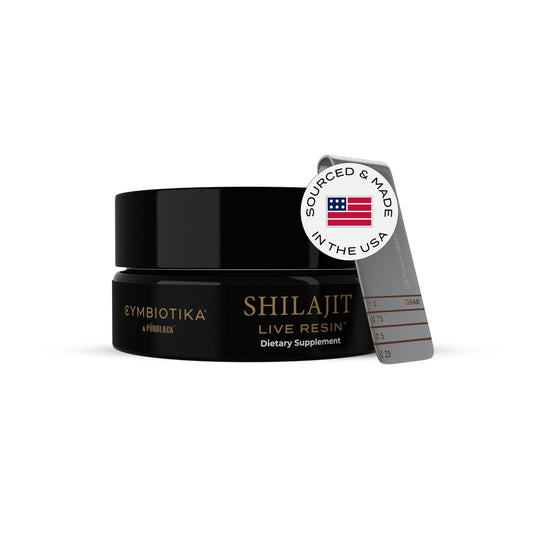 CYMBIOTIKA Pure Himalayan Shilajit Resin 500mg - 84+ Trace Minerals, High Potency with Elemental Gold & Fulvic Acid - for Energy, Focus, Immune & Digestive Support - Authentic Shilajit Resin - NutriGlobal