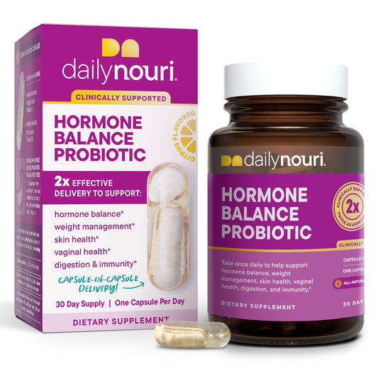 Daily Nouri Hormone Balance Probiotics for Women | Hormonal Balance Support | Vaginal pH + Gut Health | 7 Clinically Studied Strains + Omega | 30-Day Supply - NutriGlobal