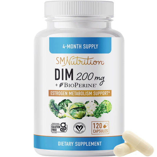 DIM Supplement 200 mg (120 Ct) | Estrogen Balance for Women & Men | Hormone Balance - NutriGlobal