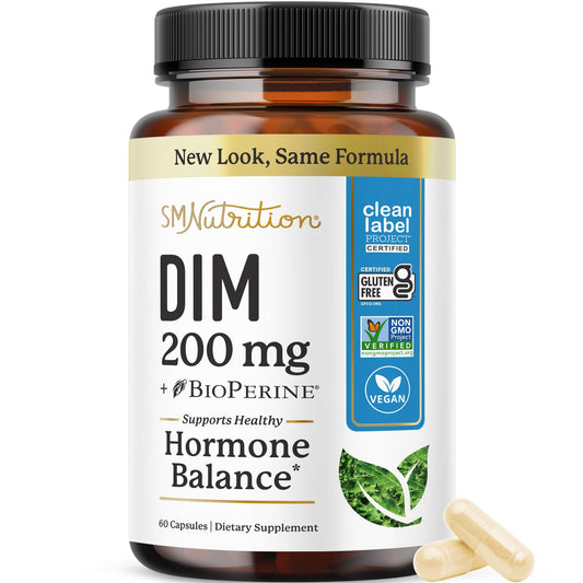 DIM Supplement 200 mg | Estrogen Balance for Women & Men | Hormonal Acne, Hormone Balance, Menopause & Antioxidant Support | Clean Label Project Certified - NutriGlobal