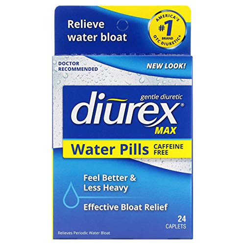 Diurex Max Water Pills - Maximum Strength Caffeine Free Diuretic - Relieve Water Bloat - 24 Count - NutriGlobal