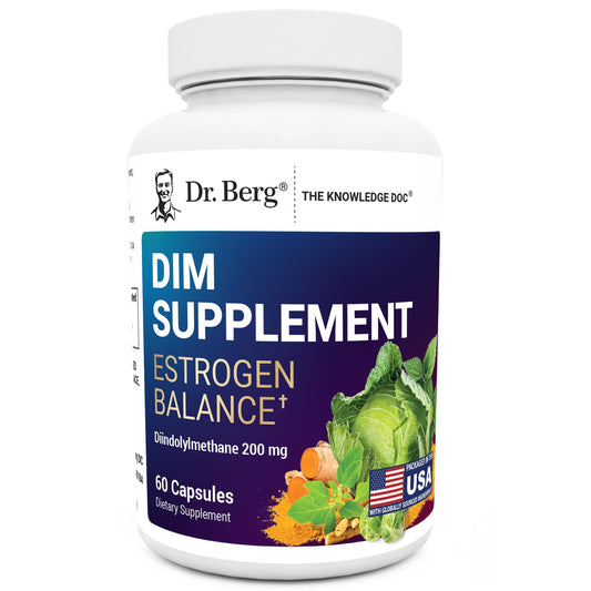 Dr. Berg DIM Supplement Estrogen Balance - Original Estrogen Supplement for Women with Diindolylmethane for Menstrual Symptoms & Menopause Relief & Black Pepper for Enhanced Absorption - 60 Capsules - NutriGlobal