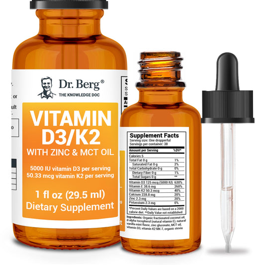 Dr. Berg Liquid Vitamin D3 & K2 Supplement - For Bone, Teeth, Mood & Immune Health - NutriGlobal