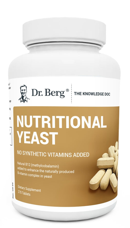 Dr. Berg Nutritional Yeast Tablets – Natural B12 Added - All 8 B Vitamin Complex – Organic - NutriGlobal