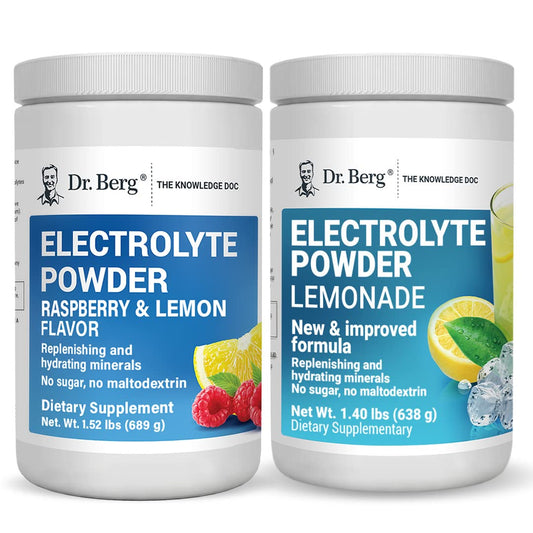 Dr. Berg's Electrolyte Powder 100 Servings Bundle - Raspberry Lemon & Lemonade - NutriGlobal