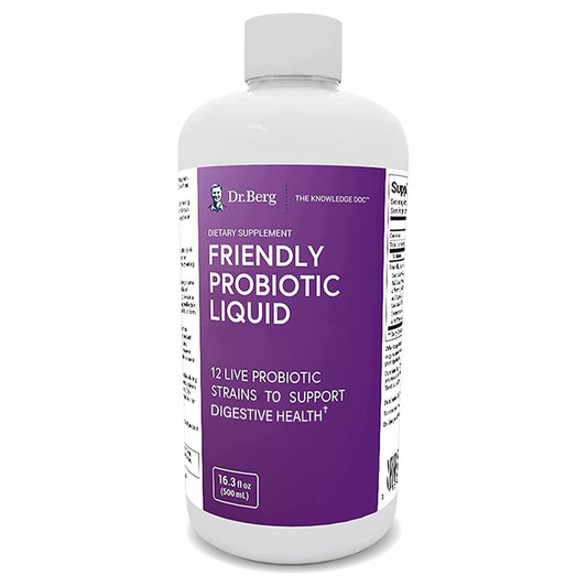 Dr. Berg's Friendly Probiotic Liquid Supplement Drink Mix w/ 12 Live Probiotics Strains - NutriGlobal
