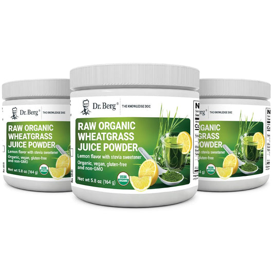 Dr. Berg's Raw Wheatgrass Juice Powder (60 Servings) - USDA Certified Organic - NutriGlobal