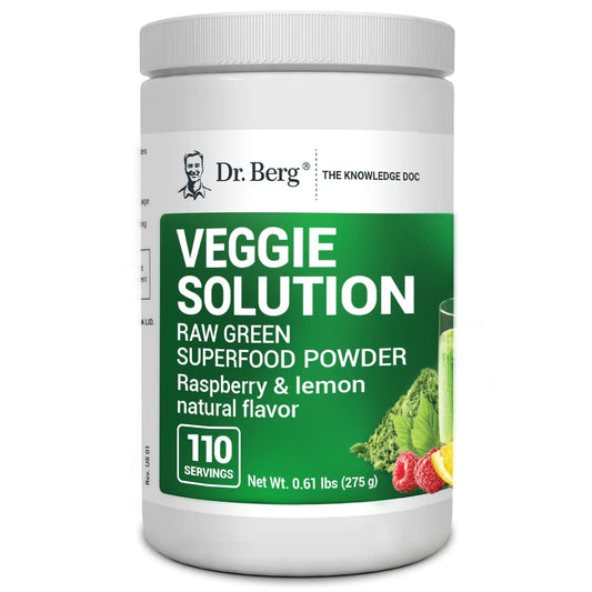 Dr. Berg's (Veggie Solution) Organic Super Greens Powder w/Spirulina - Raw Green - NutriGlobal