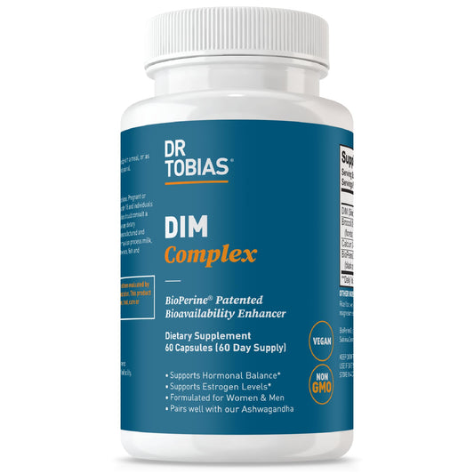 Dr. Tobias DIM Complex, Hormone Balance for Women & Men, DIM Supplement with BioPerine, Broccoli Extract & Calcium D-Glucarate Estrogen Detox Balance Complex, Non-GMO, Vegan, 60 Capsules - NutriGlobal