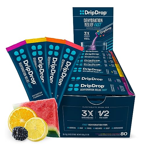 DripDrop Hydration - Electrolyte Powder Packets - Watermelon, Berry, Orange, Lemon - NutriGlobal
