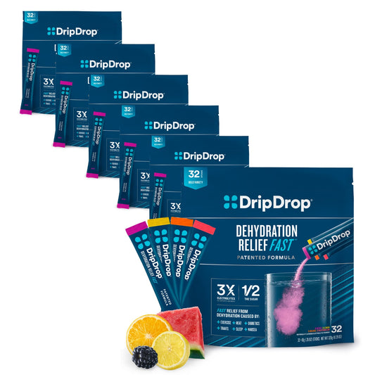 DripDrop Hydration - Electrolyte Powder Packets - Watermelon, Berry, Orange, Lemon - NutriGlobal