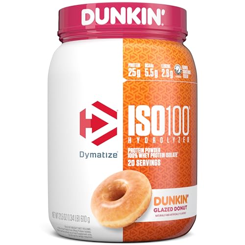 Dymatize ISO100 Hydrolyzed Protein Powder, 100% Whey Isolate, Dunkin' Glazed Donut - NutriGlobal