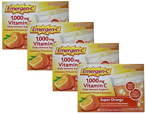 Emergen-C Super Orange Vitamin C - 30 Count (Pack of 4) (Packaging may vary) - NutriGlobal