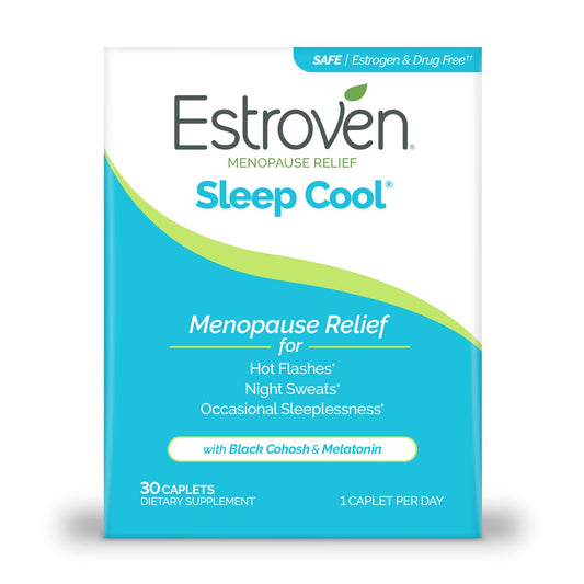 Estroven Sleep Cool for Menopause Relief, 30 Ct, Sleep Support Supplement With Clinically Proven Ingredients to Relieve Menopause Symptoms plus Night Sweats & Hot Flash Relief, Drug-No & Gluten-No - NutriGlobal