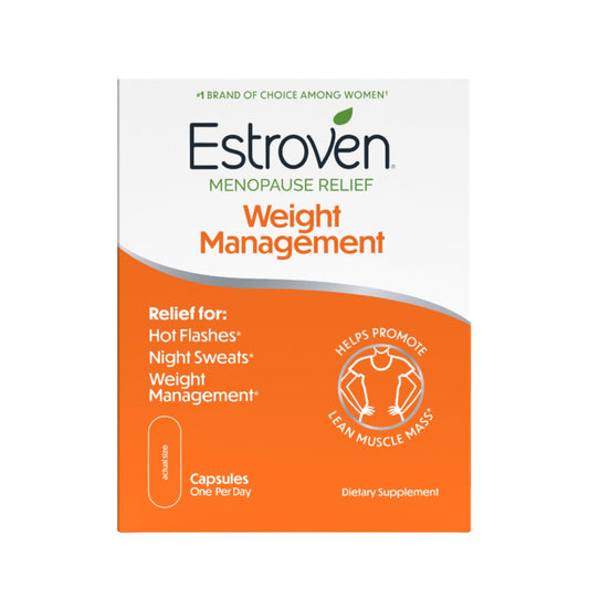 Estroven Weight Management for Menopause Relief - 30 Ct. - Clinically Proven Ingredients Help Manage Weight, Provide Night Sweats & Hot Flash Relief* Drug-Free & Gluten-Free Caplets - NutriGlobal