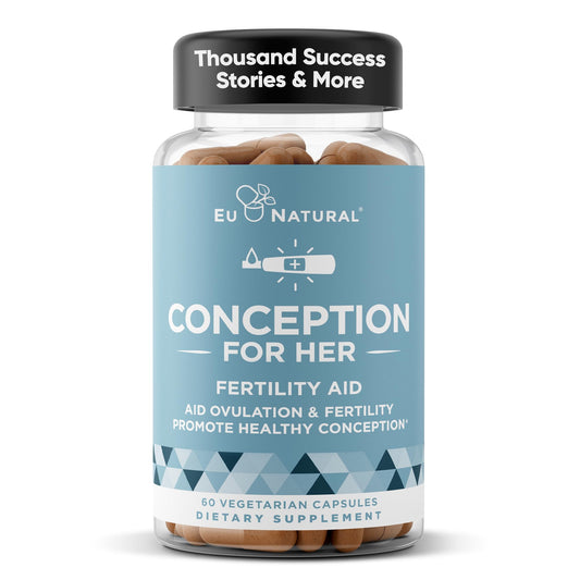 Eu Natural Conception for Her Fertility Supplements for Women - Ovulation, Hormonal Balance & Regular Cycle Support - Myo-Inositol, Folate, Folic Acid & Vitex - 60 Vegetarian Capsules - NutriGlobal