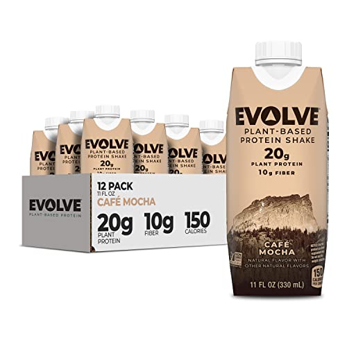 Evolve Plant Based Protein Shake, Café Mocha, 20g Vegan Protein, Dairy Free, No Artificial - NutriGlobal