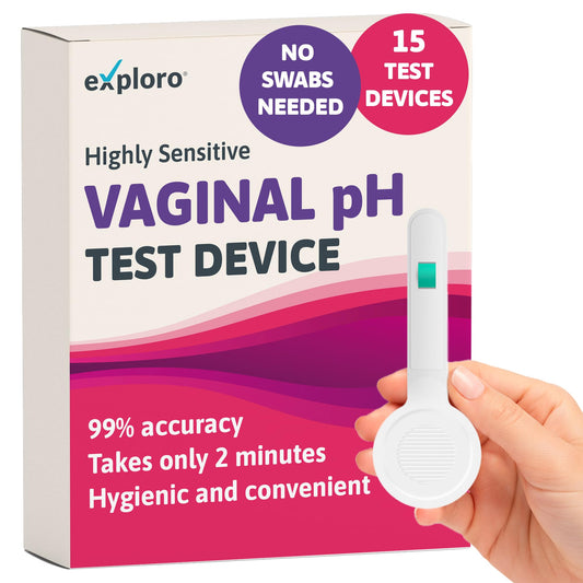 Exploro Vaginal pH Balance Test, PH Balance for Women, Vaginal Health pH Test Device, Vaginal Infection Test Kit Alternative to pH Test Strips & PhD Boric Acid, (Pack of 15) Devices - NutriGlobal