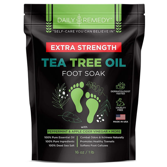 EXTRA STRENGTH Tea Tree Oil Foot Soak with Epsom Salt - Made in USA - for Toenails - NutriGlobal