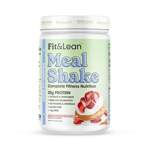 Fit & Lean Meal Shake, Fat Burning Meal Replacement, Protein, Fiber, Probiotics, Strawberry - NutriGlobal