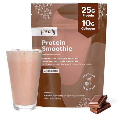 FlavCity Protein Powder Smoothie, Chocolate - 100% Grass-Fed Whey Protein Smoothie - NutriGlobal
