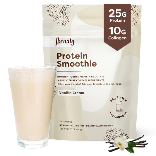 FlavCity Protein Powder Smoothie, Vanilla - 100% Grass-Fed Whey Protein - NutriGlobal