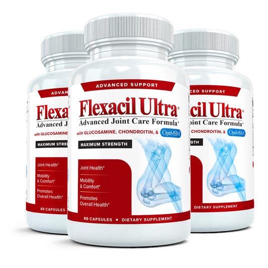 Flexacil Ultra (3 Bottles) Maximum Strength Joint Health & Support Supplement | Glucosami - NutriGlobal