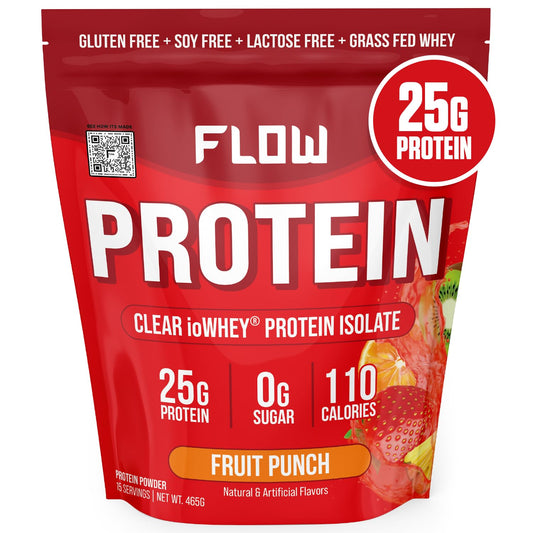 Flow Supps Clear Whey Isolate Protein Powder, Fruit Punch - 15 Servings, 25g Protein - NutriGlobal