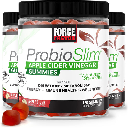FORCE FACTOR ProbioSlim Apple Cider Vinegar Gummies, 3-Pack, with Organic Apple - NutriGlobal