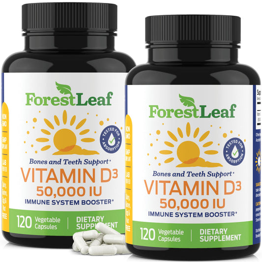 ForestLeaf - Vitamin D3 IU Weekly Supplement - (50,000 IU - 120 Count - 2 Pack) - NutriGlobal