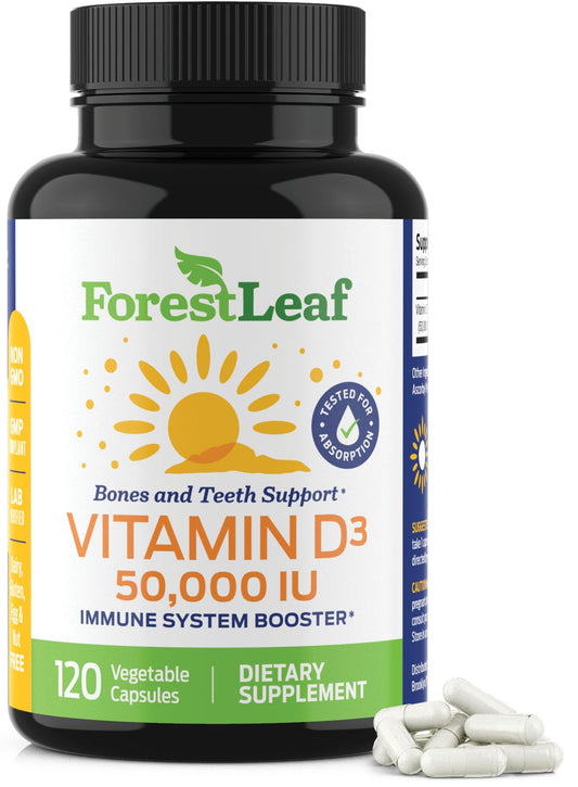 ForestLeaf - Vitamin D3 IU Weekly Supplement - Vitamin D Capsules for Bones - NutriGlobal