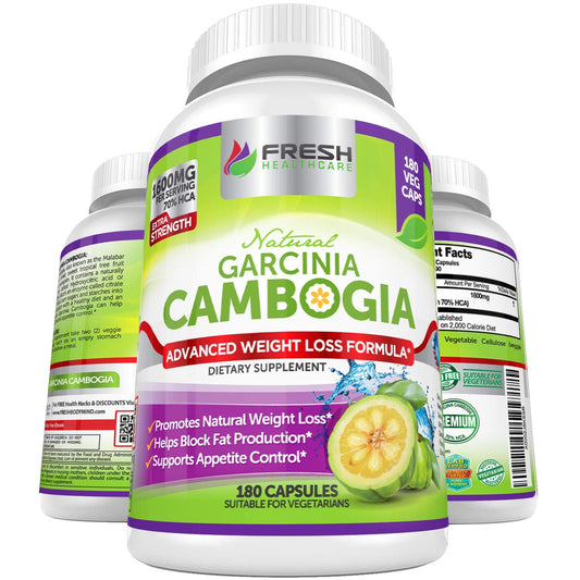 Fresh Healthcare 100% Pure Garcinia Cambogia Extract - All Natural Appetite Suppressant - NutriGlobal