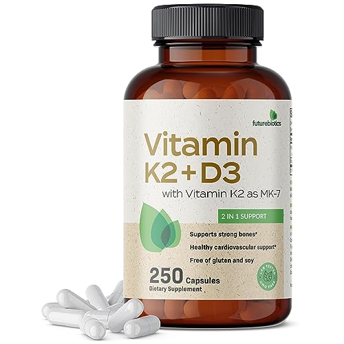 Futurebiotics Vitamin K2 (MK7) with D3 Supplement - Non-GMO Formula - 5000 IU Vitamin - NutriGlobal