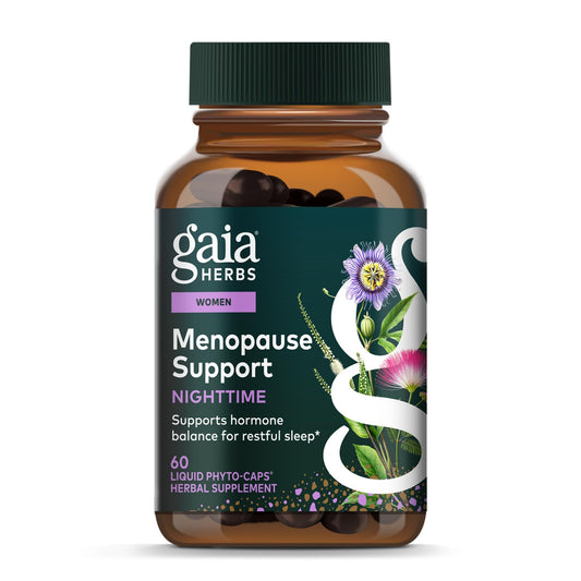 Gaia Herbs Menopause Support Nighttime - Menopause Supplement for Women* - with Black Cohosh, Mimosa, Passionflower & St. John's Wort - 60 Vegan Liquid Phyto-Caps (30 Servings) - NutriGlobal