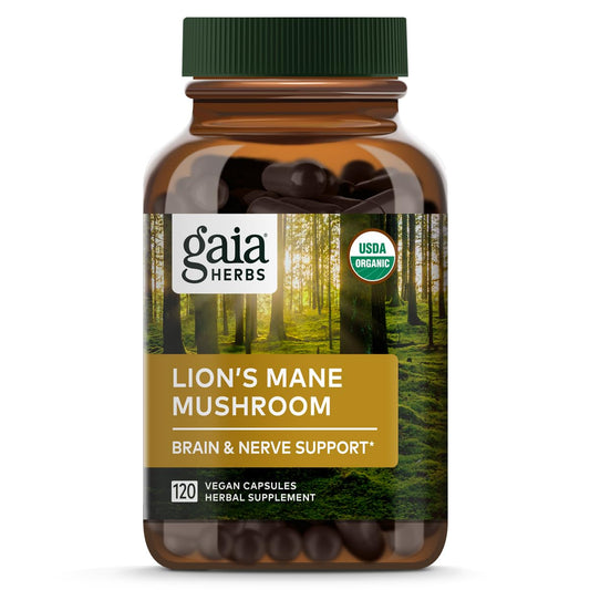 Gaia Herbs Organic Lion’s Mane Mushroom - Brain and Nerve Support Supplement - NutriGlobal