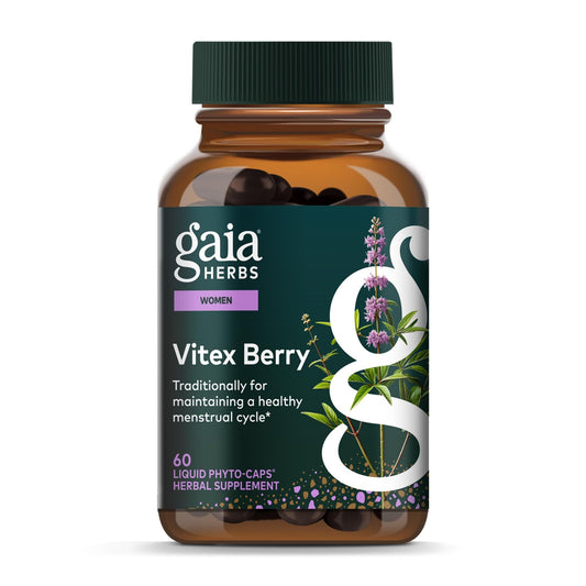 Gaia Herbs Vitex Berry - Vitex Traditionally Used to Support Hormone Balance for Women & a Healthy Menstrual Cycle* - 60 Vegan Liquid Phyto-Caps (30 Servings) - NutriGlobal