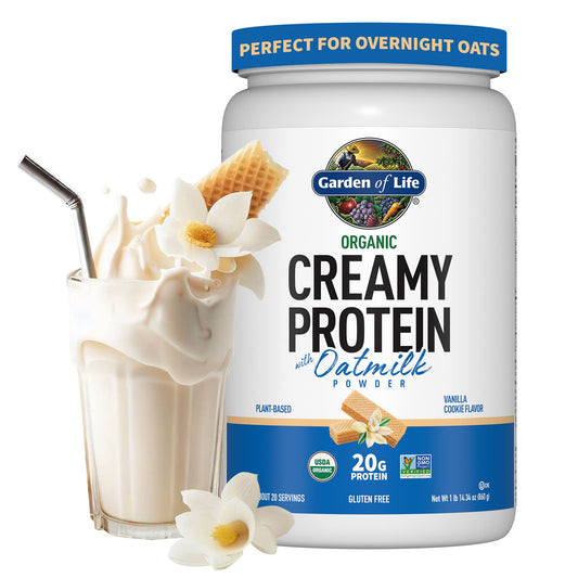 Garden of Life Creamy Vanilla Cookie Protein Powder + Oatmilk 20g Organic Vegan Plant - NutriGlobal