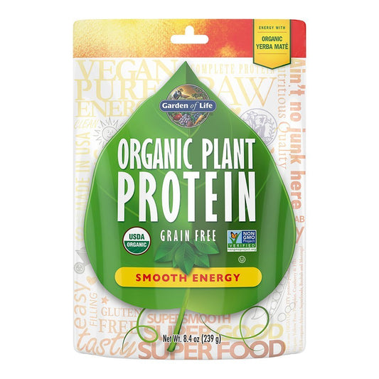 Garden of Life Organic Plant Protein Smooth Energy Powder, 10 Servings - Vegan, Grain - NutriGlobal