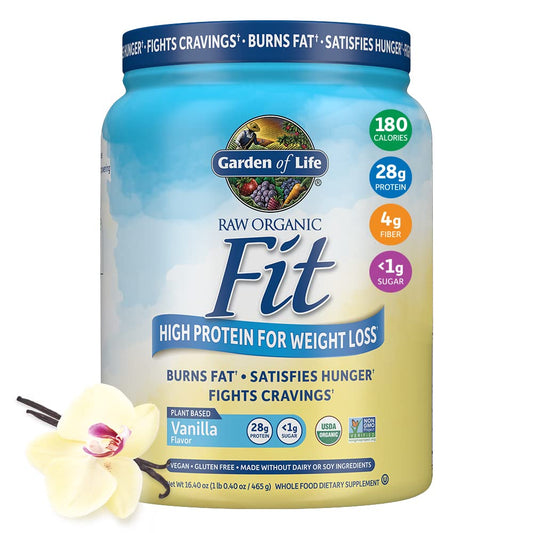Garden of Life Raw Organic Fit Vegan Protein Powder Vanilla, 28g Plant Based Protein - NutriGlobal