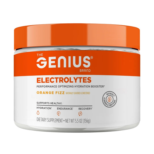 Genius Electrolytes Powder Drink Mix, Orange Fizz, 30 Servings - Natural Hydration Booster & Endurance Supplement with Potassium, Magnesium & Zinc - Sugar Free & No Artificial Sweeteners or Dyes - NutriGlobal