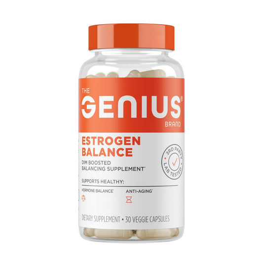 Genius Estrogen Balance, Dim Supplement - Blocker for Men & Women - Hormones, Hormonal Acne & Menopause - Aromatase Inhibitor with Grape Seed Extract & BioPerine - 30 Capsules - NutriGlobal